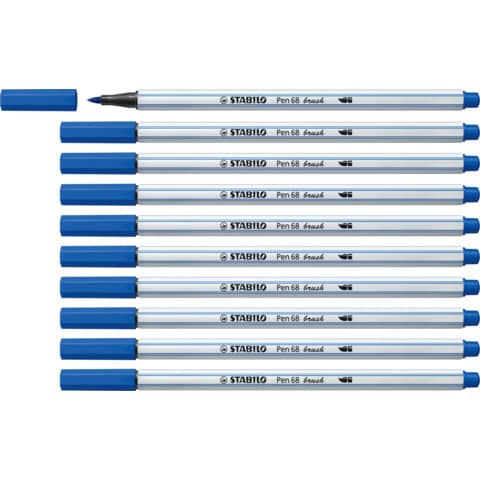 Pennarello Stabilo Pen 68 brush - punta a pennello - M 1 mm blu oltremare - 568/32